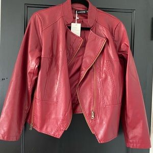 Faux leather motorcycle jacket